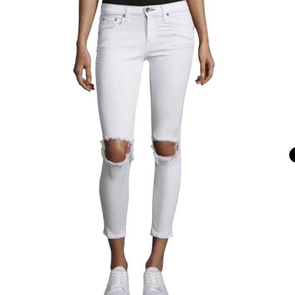 Rag & Bone Destroyed White Jeans - Picture 2 of 8